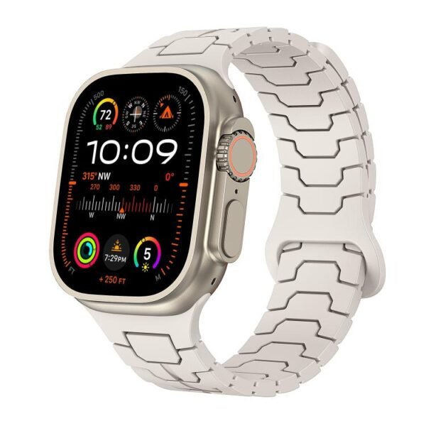 Steel Dragon Scale Magnetic Silicone Watch Band, For Apple Watch 46mm / 49mm / 45mm / 44mm