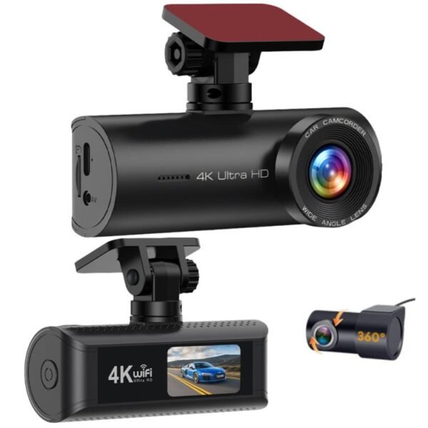 Cámara de salpicadero para coche con conexión WiFi 4K, grabación dual de alta definición y smartphone., Front+Inside, Front+Inside+GPS Track, Front+Rear, Front+Rear+GPS Track